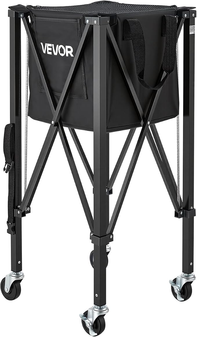 VEVOR Tennis & Pickleball Hopper Holds 200/175/150/120 Balls, 3-in-1 Tennis Foldable Pickleball Basket Cart for Easy Installation, Storage Bag for Tennis Training & Teaching
