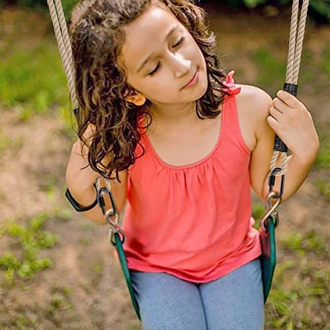SELEWARE Hammock Straps, 4ft Tree Swing Rope for Hammock Chair Hanging Kit, Extension Rope with Carabiner for Indoor Outdoor Playground Tree Swings Camping Hammock Accessories (Beige, 2 Pack)