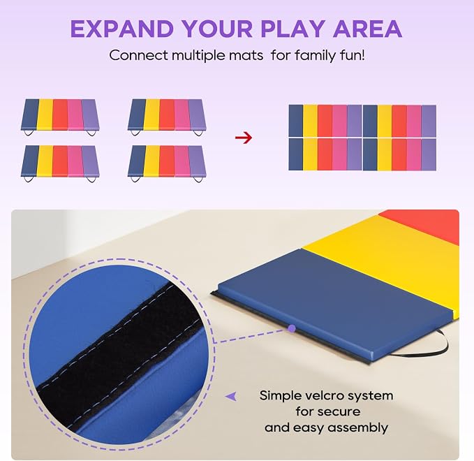 Gymnastics Mats Foldable Tumbling Mats Portable Gymnastics Exercise Mat Thick Gymnastics Tumbling Mats Pad Home Exercise Panel Mat With Carrying Handles