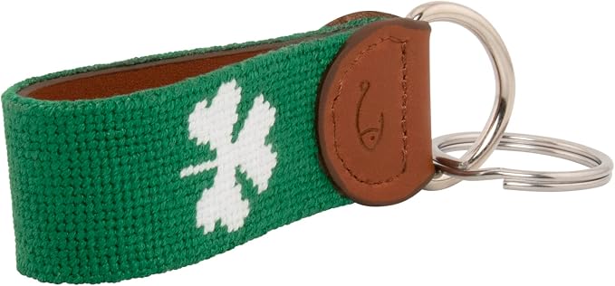 Leather Hand-Stitched Needlepoint Key Fob or Key Chain
