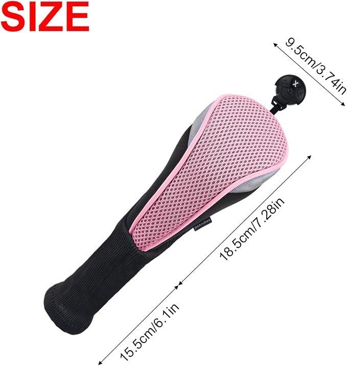 Andux 3pcs Long Neck Golf Hybrid Club Head Covers Dial No. Tag CTMT-02 | Mesh Breathable material | all the Same Size | Coloured Piping | Pull-On Closure
