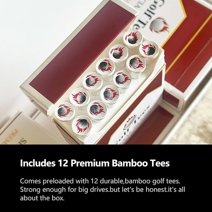 Premium Bamboo Golf Tees | 83mm (3.25") Wooden Tees | Golf Gifts for Men | Vintage-Style tee Case Golf Accessories for Men | Funny Golf Accessory for Golfers