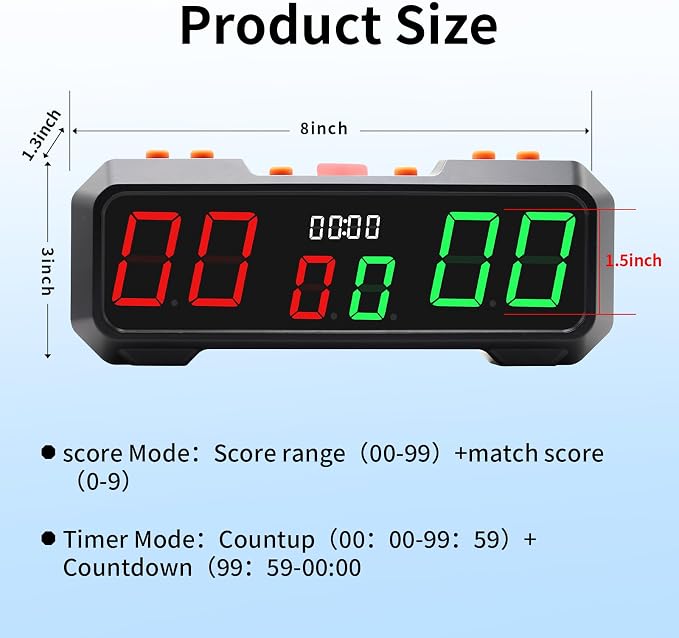 Digital Scoreboard with 7 Color Change,Portable Electronic Scoreboard with Battery Powered for Indoor & Outdoor Game,Portable Score Keeper with Buzzer for Pingpong/Board Game/Cornhole
