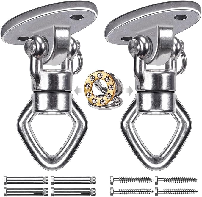 BeneLabel 2Pack Swing Hanger with Bearing Swivel 800LB Capacity Stainless Steel Aerial Silks Ceiling Mount Bracket Hammock Hardware for Swings, Hanging Chair, Aerial Hoop, Heavy Bag, Yoga Swing