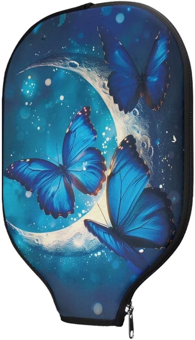 Butterfly Moon Neoprene Pickleball Paddle Covers Only Racquet Cover Pickle Ball Storage Bag Set of 1 Compatible with Most Usapa Standard Pickleball Case for Pandles Women Men