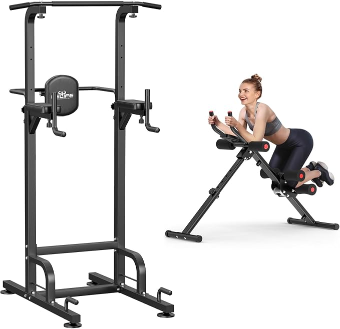 RELIFE Power Tower Pull Up Bar AB Workout Machine