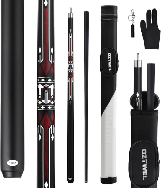 Pool Cue Stick with Case, 13mm Glass Fiber Pool Cue Stick, Pool Cue Kit, Billiard Cue Stick with Case, 58" Professional Billiards Low Deflections Cue Stick with Gloves, Aerator, 19 Oz