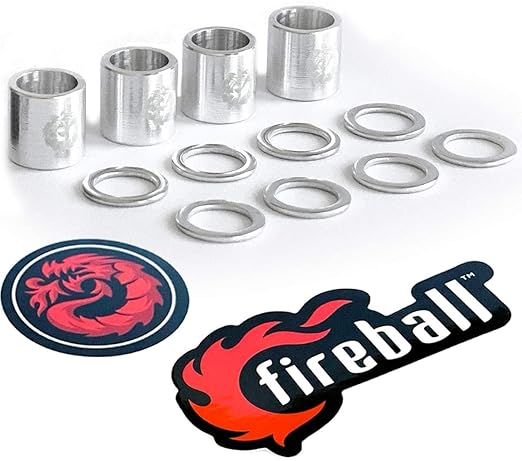 Bones Reds Bearings for [Skateboards, Longboards, Scooters, Spinners] (8 Pack (w/Dragon Spacers, Washers & Stoked Tool))