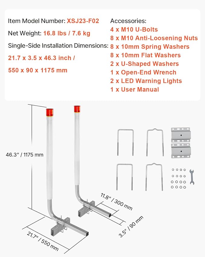 VEVOR Boat Trailer Guide, 16.7"- 60″ Adjustable Design Trailer Guide Poles, 2PCS Trailer Guide-Ons for Ski Boat, Fishing Boat or Sailboat Trailer