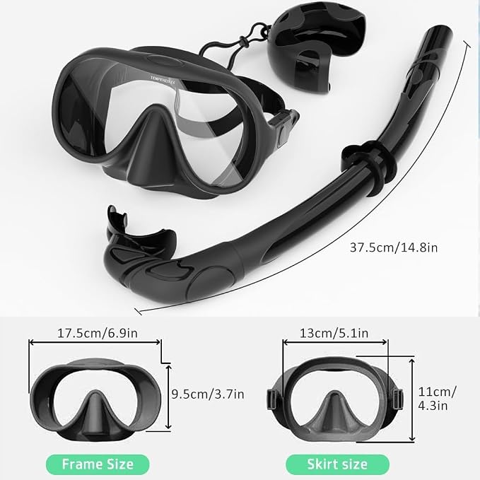 2 Sets Snorkeling Gear for Adults, Snorkel Set Adult Panoramic View, Anti-Leak Anti-Fog Scuba Diving Mask with Mesh Bag, for Portable Professional Diving Snorkeling Set