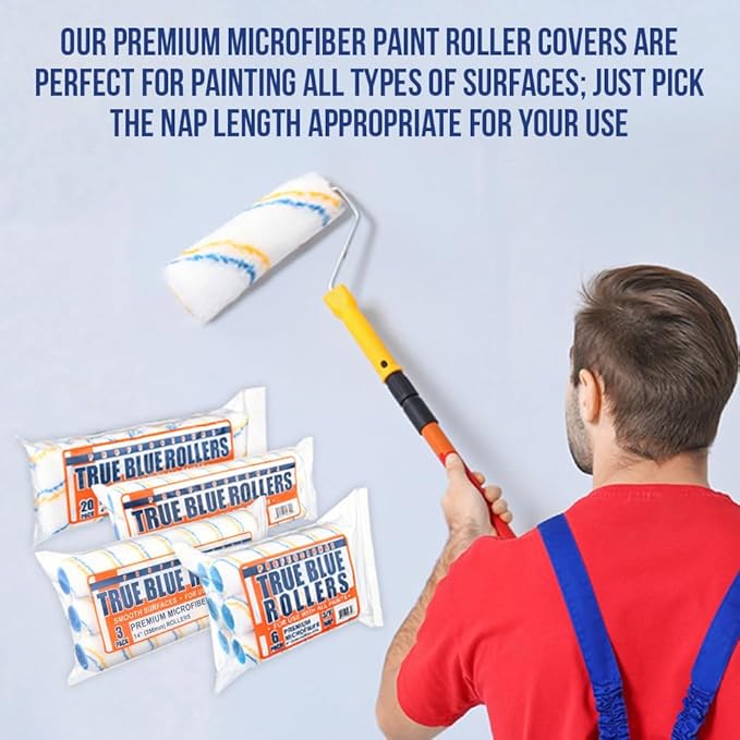 True Blue 18" Professional Paint Roller Covers, 18 Inch, Best for All Types of Painting Surfaces, Refill Bulk Pack (24, 3/8" Nap)