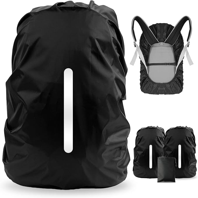 LAMA 2 Pack Waterproof Rain Cover for Backpack, Reflective Rucksack Rain Cover for Anti-Dust/Anti-Theft/Bicycling/Hiking/Camping/Traveling,XS Size (for 10L-17L Backpack), 2 Pcs Black