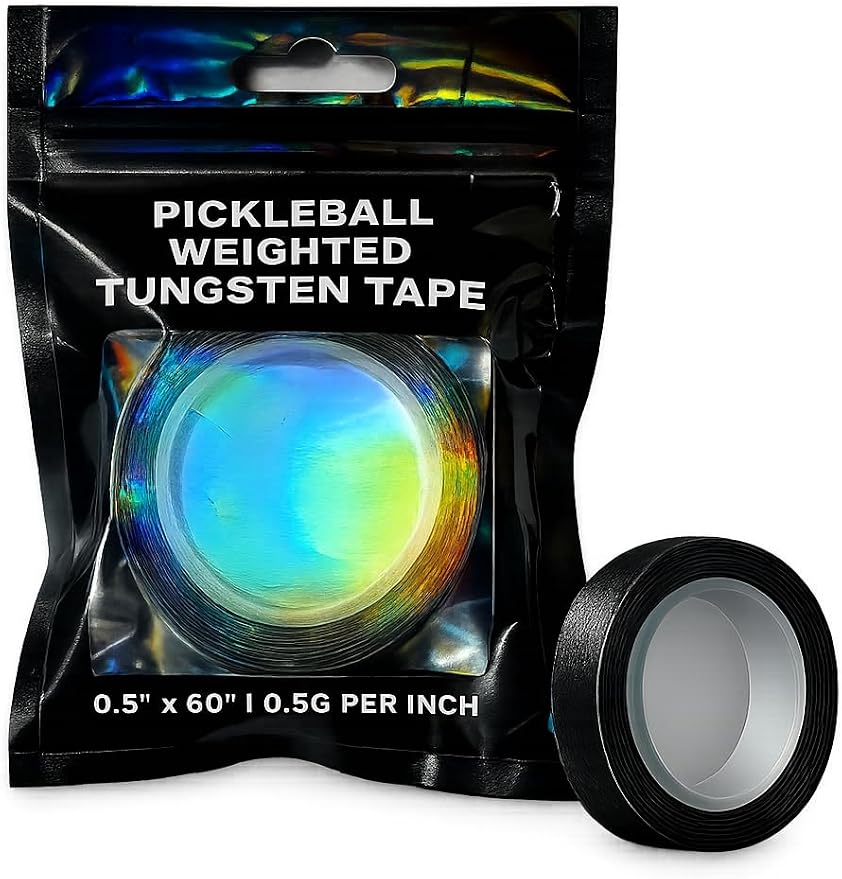 LiyaTech Tungsten Weighted Tape for Pickleball Paddles, 0.5" x 60" Roll — Lead-Free Lead Tape Alternative with High-Tack Adhesive Backing