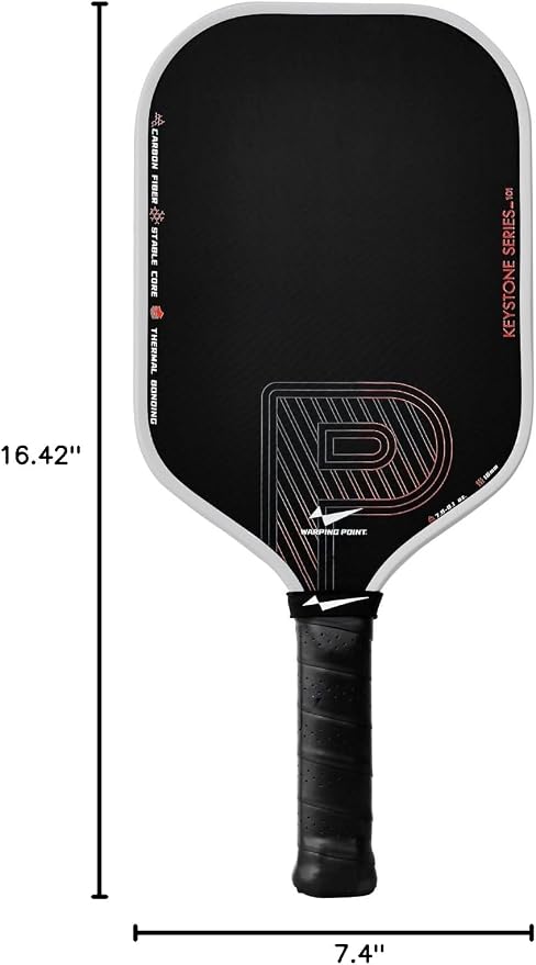 Warping Point Pickleball Paddle, Carbon Fiber Paddle with Endura Friction Surface, Polymer Honeycomb Core, Design for Ultimate Spin & Power, Large Sweet Spot & Contro, USAP Approved