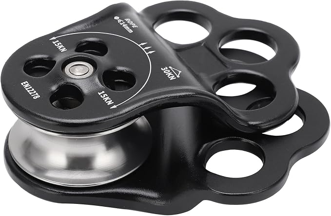 30KN Hitch Climber Pulley, Equipment 3 Hole Side Plate Pulley for Rigging Hauling Arborist Tree Climbing Lightweight for Aerial Work