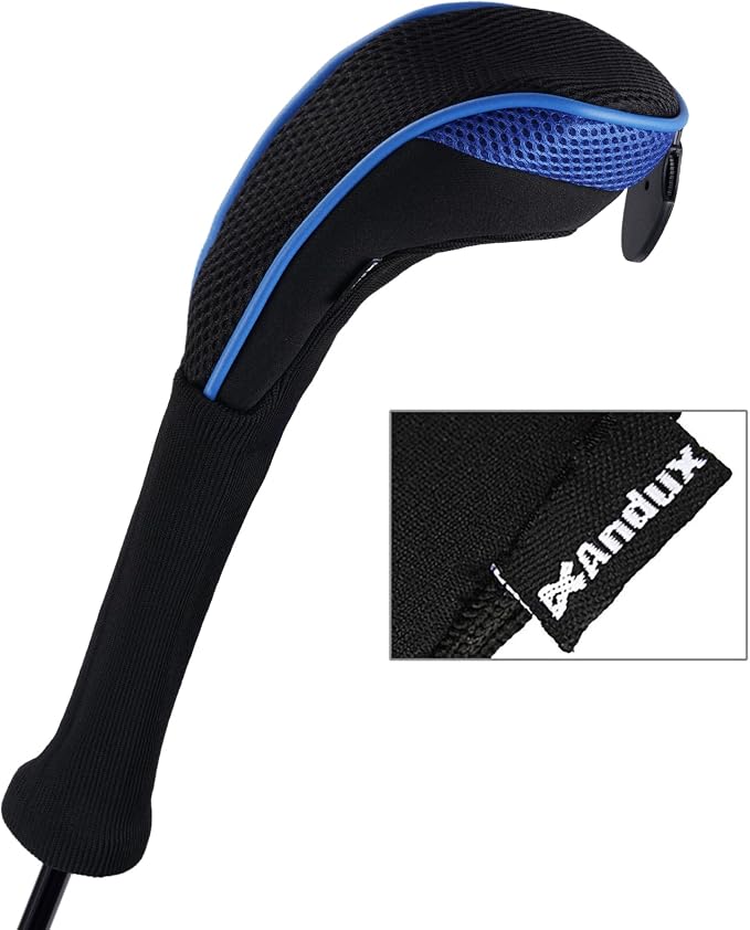 Andux 4 Pack Long Neck Golf Hybrid Club Head Covers Dial No. Tag CTMT-01 | Mesh Breathable material | all the Same Size | Coloured Piping | Pull-On Closure