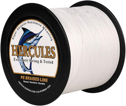 HERCULES Cost-Effective Super Cast 8 Strands Braided Fishing Line 10LB to 300LB Test for Salt-Water,109/328/547/1094 Yards(100M/300M/500M/1000M),Diam.#0.12MM-1.2MM,Hi-Grade Performance,Variety Colors