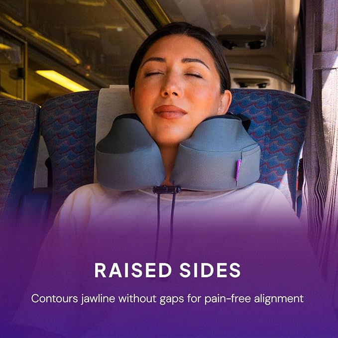 Cabeau Evolution S3 Airplane Travel Pillow for Long Flights - Supportive Memory Foam Body Positioner with Seat Straps to Secure Your Head and Neck and Provides 360 Support (Jet Black)