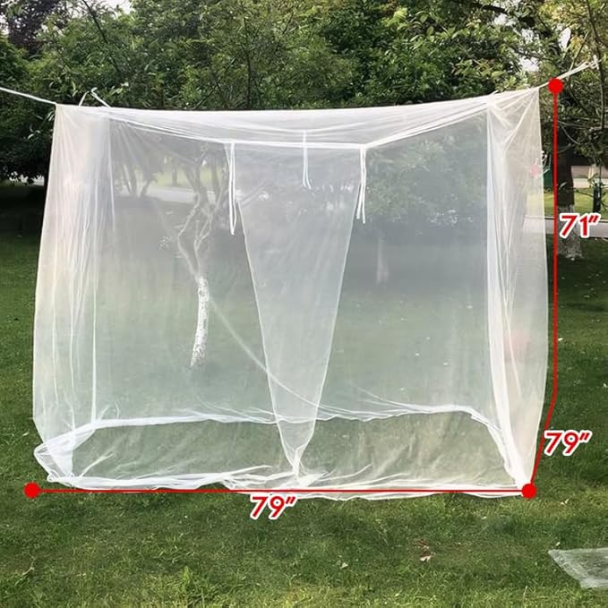 Camping Mosquito Net 6.5'x6.5' Largesize Black Outdoor | One-opening 79"x79"x71", Bottom Fixing Strap, Insect Netting Mesh, w/ Carrying Bag for Camping, Picnic, Patio, Trips