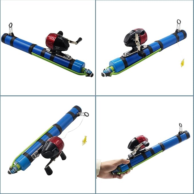 SUFFUSE Fishing Rod, Compact Catapult Fishing Pole, Portable Freshwater and Saltwater Fishing Lures Suitable for Outdoor Hunting and Traveling