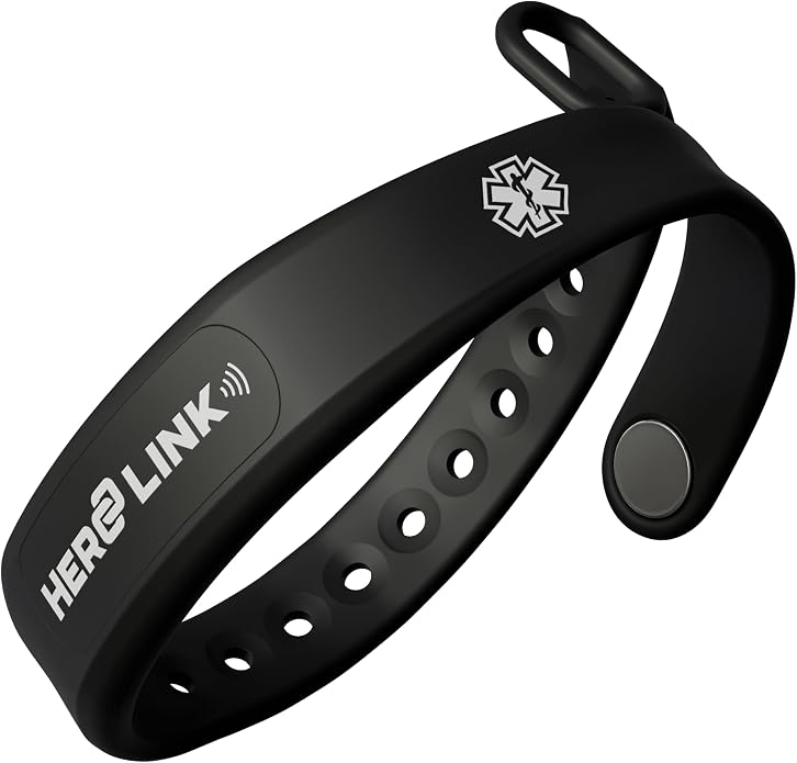 Hero Link® Medical ID Bracelet & Wellness Wristband – Adjustable Silicone, Waterproof, Heat-Resistant, Smart Band with NFC Tag for Instant Emergency Info Access
