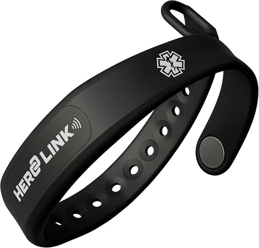 Hero Link® Medical ID Bracelet & Wellness Wristband – Adjustable Silicone, Waterproof, Heat-Resistant, Smart Band with NFC Tag for Instant Emergency Info Access