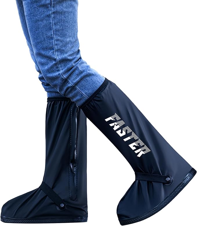 Waterproof Rain Shoe Covers Reusable Anti-Slip and Reflector Portable Motorcycle Rain Boots for Men Women