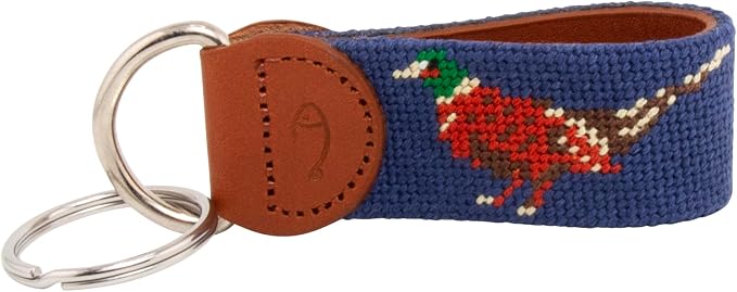 Leather Hand-Stitched Needlepoint Key Fob or Key Chain