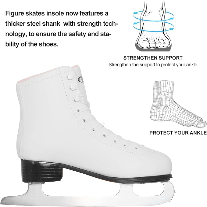 Nattork Figure Skates for Boys and Girls Excellence Stainless Steel Blades Ice Figure Skating with Enhanced Support Strength Performance and Ultimate Comfort