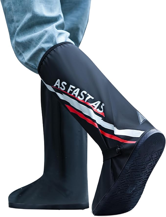 Waterproof Rain Shoe Covers Reusable Anti-Slip and Reflector Portable Motorcycle Rain Boots for Men Women