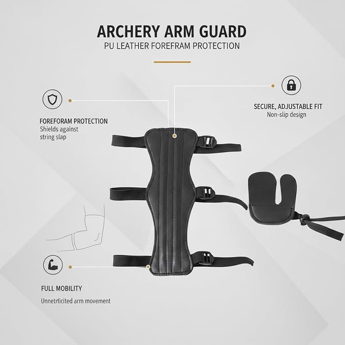 Archery Arm Guard PU Leather Forearm Protection for Bow String Slap (1 PC)