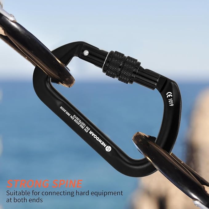 NewDoar CE Certified 30kN-6744lbs Climbing Carabiner Professional, Heavy Duty D Screwgate Clip, for Climbing,Rappelling,Hunting, Rescue