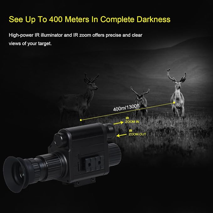 Digital Night Vision Monocular, IR Illuminator 850nm Night Vision Rifle Scope for Night Watching & Observations, 4X Digital Zoom, Save Photos & Videos with 32GB TF Card