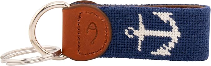 Leather Hand-Stitched Needlepoint Key Fob or Key Chain