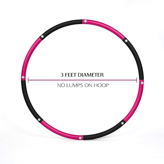 Pinc Active Exercise Fitness Hoop for Adults - Easy to Spin, Premium Quality and Soft Padding Weighted Hoop - Detachable Hoops for Home & Gym Workouts
