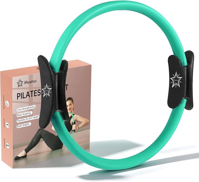 Pilates Ring, 14" Magic Circle Pilates Ring for Women Home Workout, Fitness Circle Exercise Equipment for Inner Thigh Toning, Yoga Ring with Foam Padded Handles for Core & Full Body Training