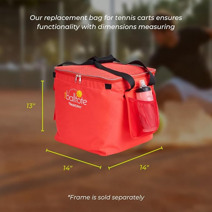 Racket Pets The Ball Tote - Replacement Bag for Tennis and Pickleball Pro Teaching Cart Hopper, Large Tote Bag For 150 Tennis Balls or 100 Pickleballs, Frame Not Included