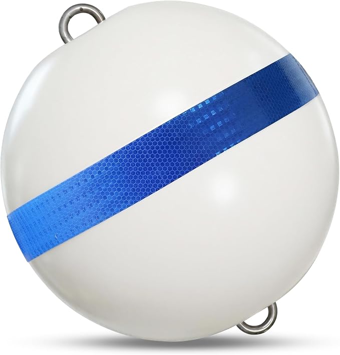 Mooring Buoy Boat Mooring Ball Float with Reflective Blue Stripe to Protect Boat,12/15/18 Inch Illuminated Buoy