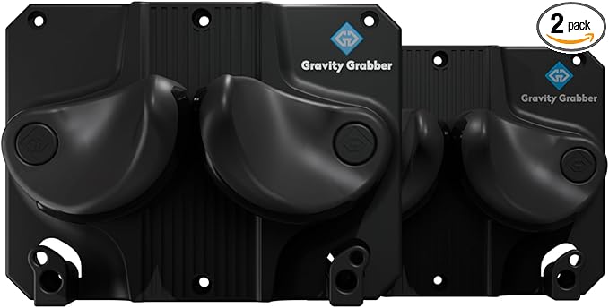 Gravity Grabber Ultimate Ski & Snowboard Wall Storage Rack - Fits any Ski or Snowboard - Save Your Rocker, Tips and Tails - Damage-free - 2x - Black