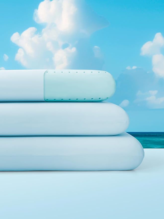 SLEEP ZONE Cooling Memory Foam Firm Pillow Standard, Breathable, Odorless, Cool Surface with High Support for Back and Side Sleepers, Home Hotel Hospital Essentials, 1 Pack Blue