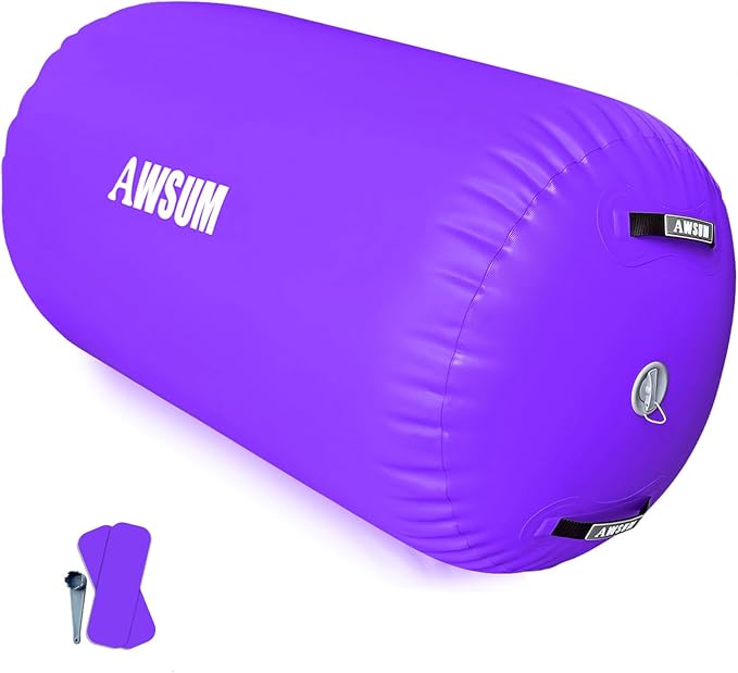 AWSUM Gymnastics Barrel Tumbling Equipment Air Roller Training Inflatable Back Handspring Trainer for Octagon Tumble Mat Gym Cheerleading Home Use 1 PCS，No Electric Pump
