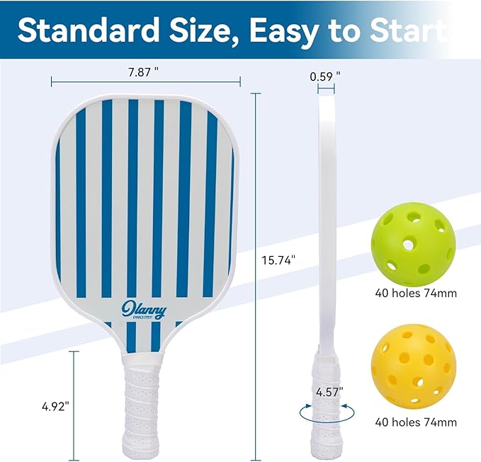 OLANNY Graphite Pickleball Paddles Set- Premium Rackets Fiber Face & Polymer Honeycomb Core Pickleball Set Includes Pickleball Paddles + Pickleball Balls+ Replacement Soft Grip + 1 Bag