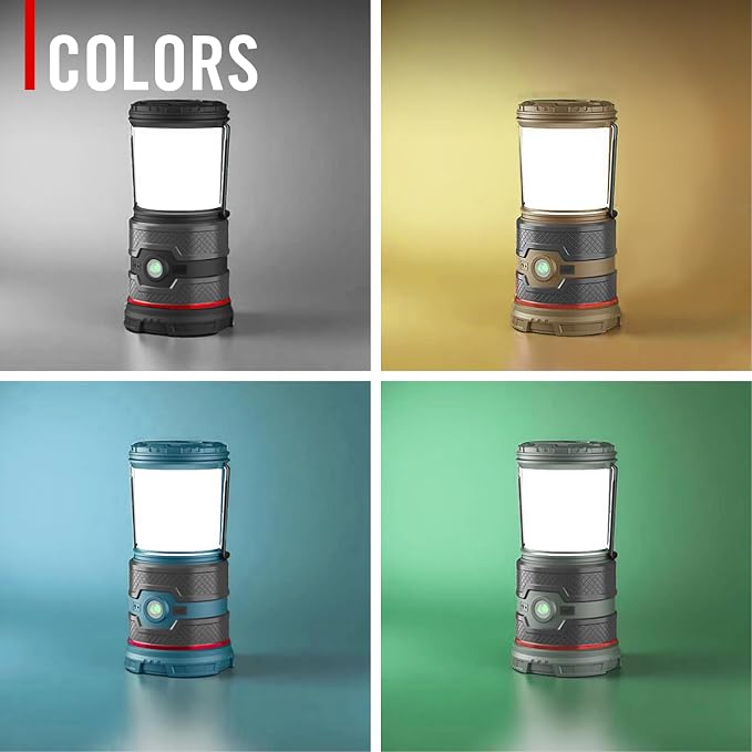 Coast EAL35R 1000 Lumen Voice-Controlled LED Emergency & Camping Area Lantern with Warm, Cool White, Day, Red & Red Flashing Mode, Power Bank Functionality - Forest