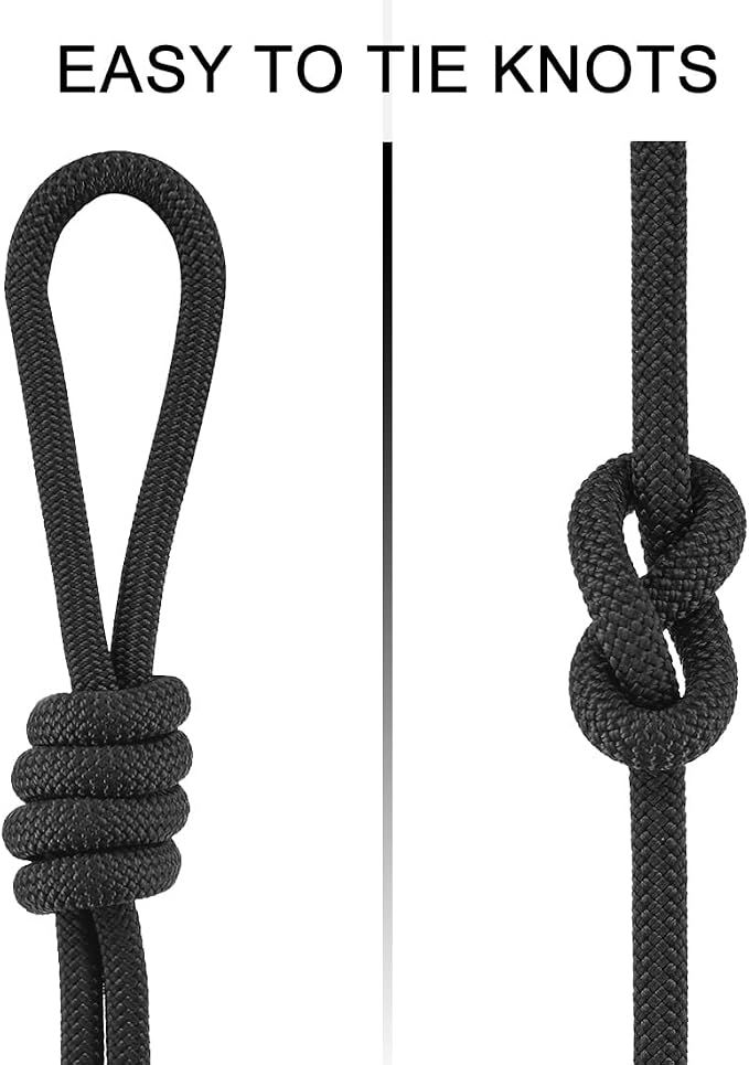 NewDoar Static Climbing Rope - 8mm (5/16c) / 10mm (3/8”) Double Braid Accessory Cord for Rock,Hauling, Prusik, Survival - Pre-Cut 20FT, 50FT, 100FT, 165FT Lengths - Outdoor, Fire Rescue Equipment