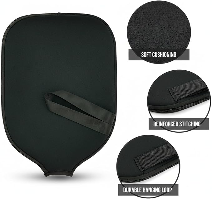 2-Pack Neoprene Racket Covers for Table Tennis & Badminton, Protective Storage Sleeves with Hanging Loop, Scratch-Resistant Paddle Cases