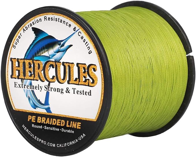 HERCULES Cost-Effective Super Cast 8 Strands Braided Fishing Line 10LB to 300LB Test for Salt-Water,109/328/547/1094 Yards(100M/300M/500M/1000M),Diam.#0.12MM-1.2MM,Hi-Grade Performance,Variety Colors