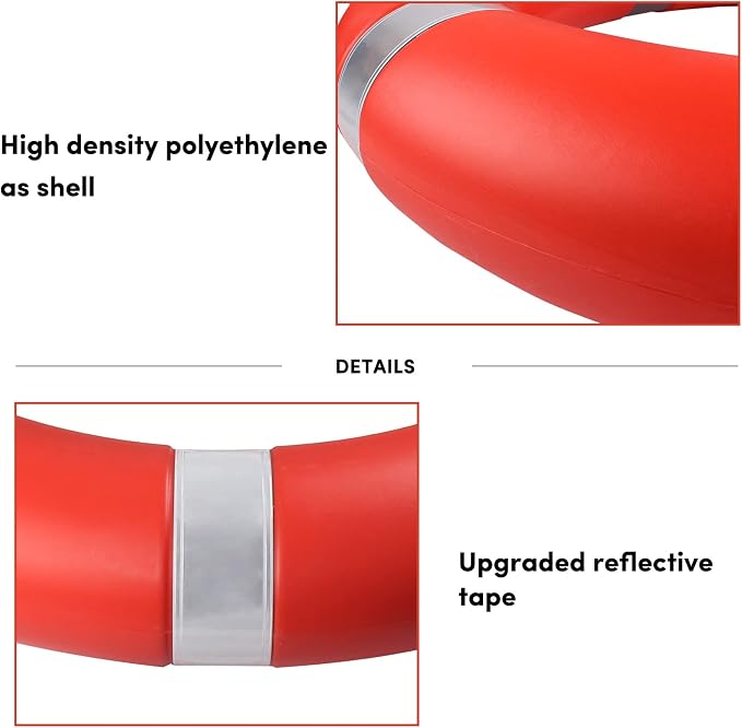 Life Ring, 23"/28" Boat Safety Throw Rings, Life Preserver Ring with Bracket and 98.5 FT Floating Rescue Rope, Outdoor Professional Throwable Flotation Device