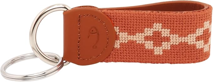 Leather Hand-Stitched Needlepoint Key Fob or Key Chain