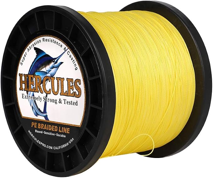 HERCULES Cost-Effective Super Cast 8 Strands Braided Fishing Line 10LB to 300LB Test for Salt-Water,109/328/547/1094 Yards(100M/300M/500M/1000M),Diam.#0.12MM-1.2MM,Hi-Grade Performance,Variety Colors