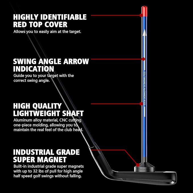 Golf Magnetic Alignment Rods and 9ft/12ft Water Telescopic Golf Ball Retriever